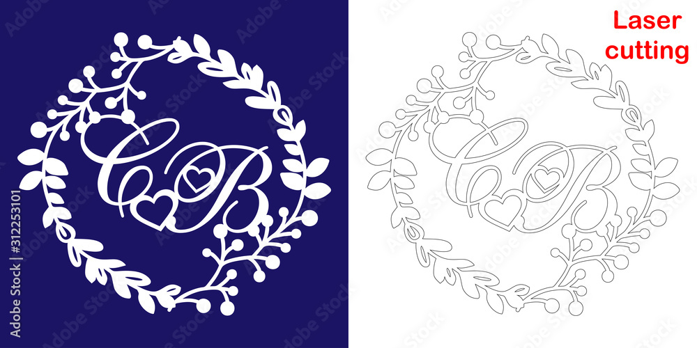 Wedding monogram for laser cutting. C B initials of the wedding decorative  logo in a floral frame. The perfect gift for your wedding day Stock Vector  | Adobe Stock