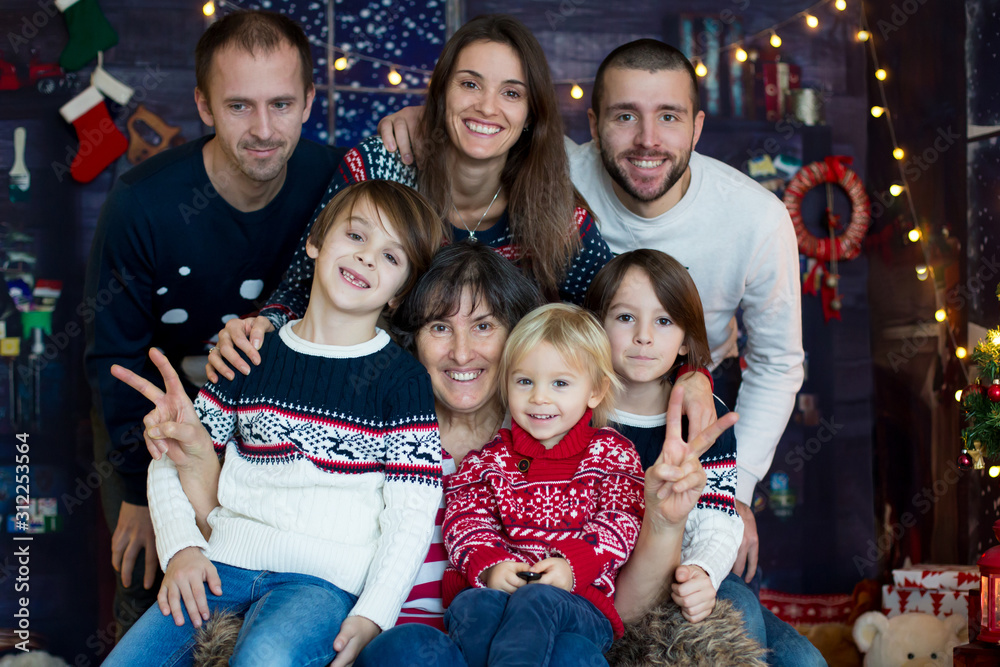 Christmas family portirat at home with three generations Christmas family portirat at home with three generations