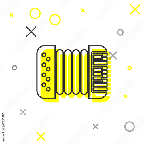 Grey line Musical instrument accordion icon isolated on white background. Classical bayan, harmonic. Vector Illustration