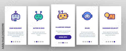 Chatbot Robot Onboarding Mobile App Page Screen Vector