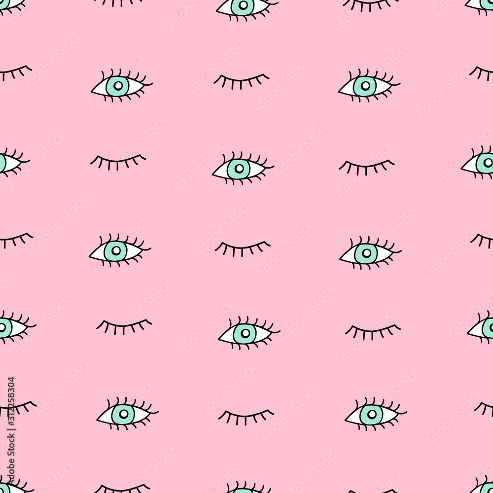 Cute seamless pattern of hand drawn doodle eyes elements. Vector illustration Cute seamless pattern of hand drawn doodle eyes elements. Vector illustration