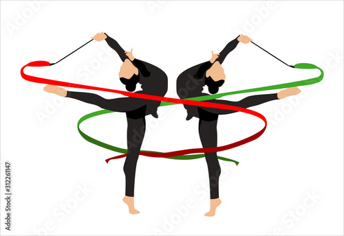 Illustration of rhythmic gymnastic girl