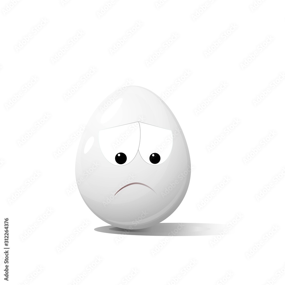 An egg with a smiley face. Expression of sadness. An egg with a smiley face. Expression of sadness.