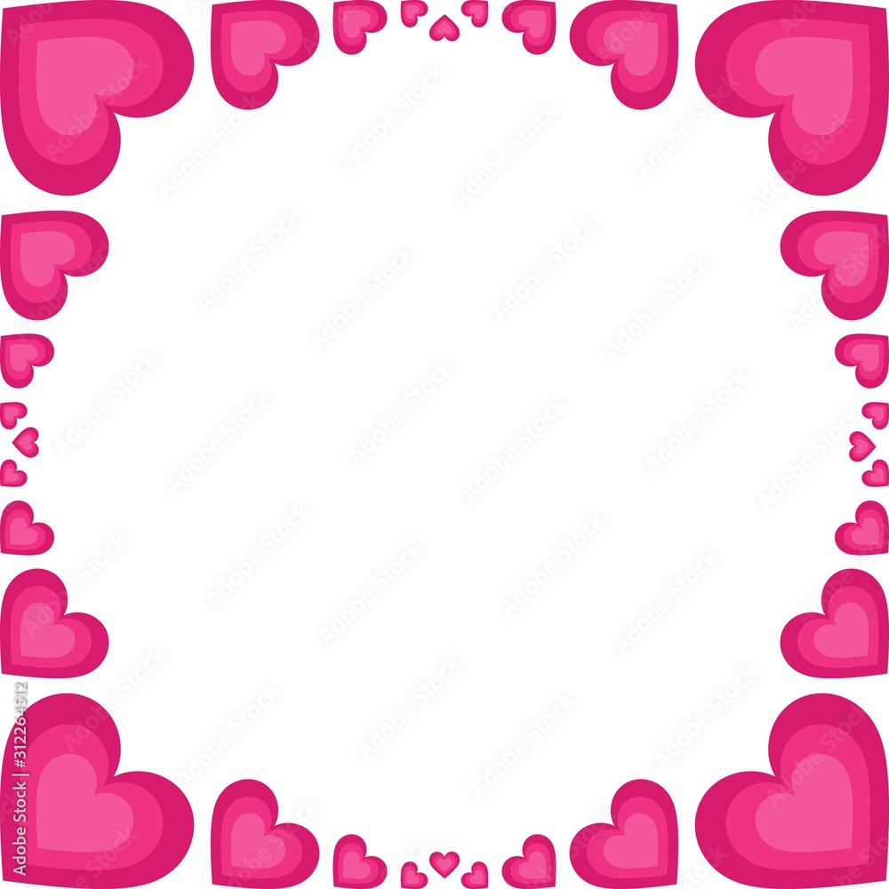 Background. Visual composition of pink hearts on the edge.