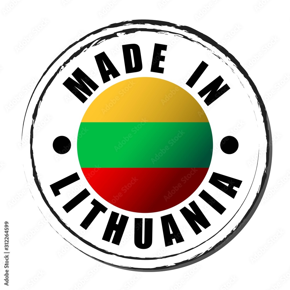 Made in lithuania coloring the flag. Symbol. Seal.