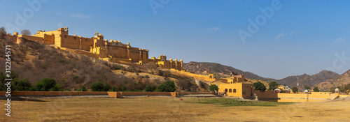 Panorama view of Amber fort in Jaipur, India. © BigGabig