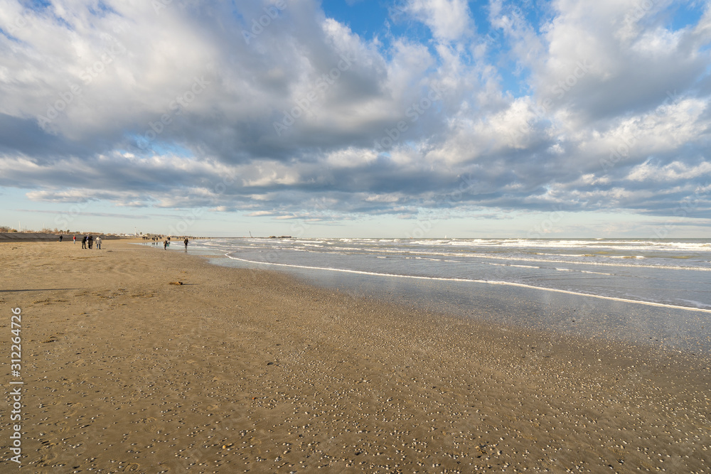 Winter sea landscape on Rimini beach