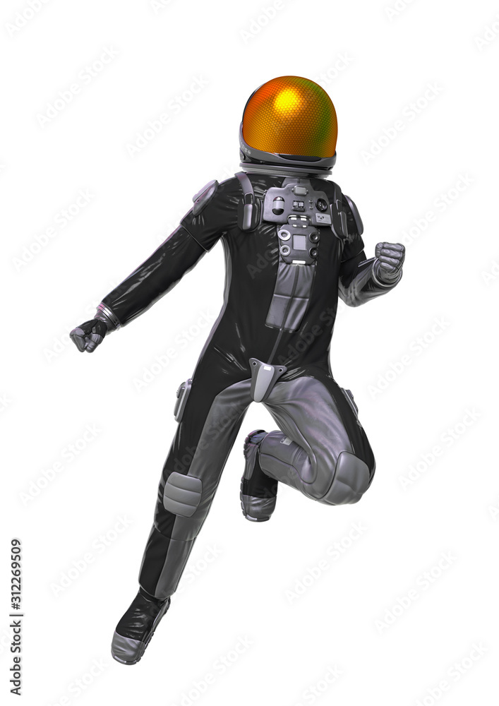 astronaut explorer doing a comic hero pose in white background astronaut explorer doing a comic hero pose in white background