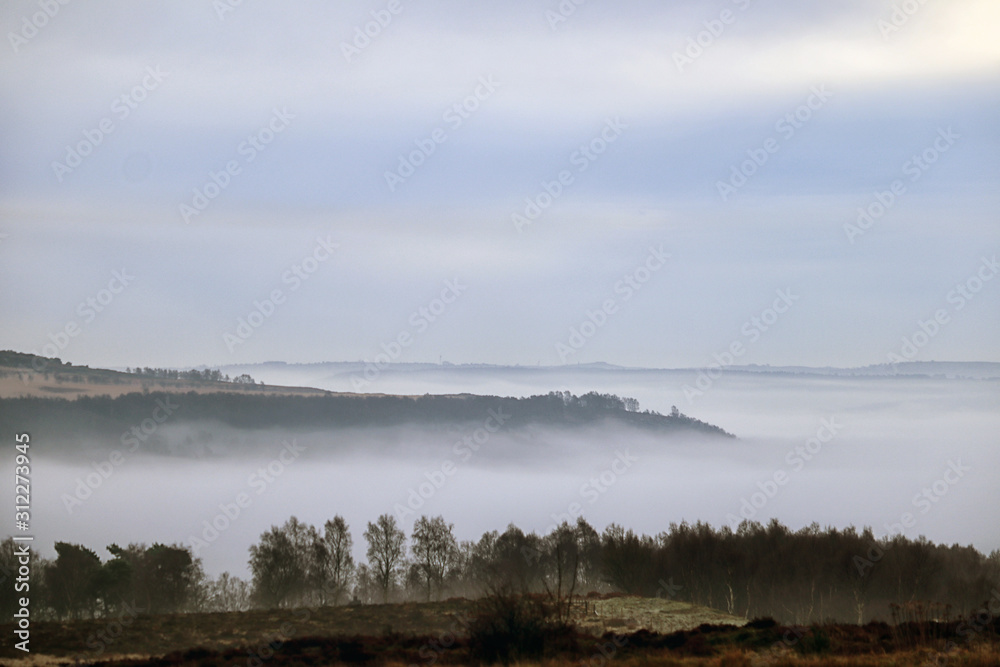 Low mist filling the Derwent Valley, Hathersage, Derbyshire