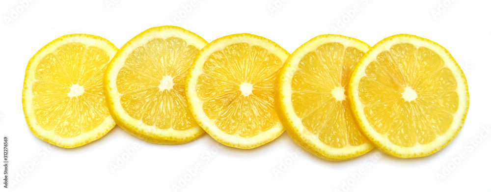 Lemon rings fruit isolated on white background. Perfectly retouched, full depth of field on the photo. Top view, flat lay Lemon rings fruit isolated on white background. Perfectly retouched, full depth of field on the photo. Top view, flat lay