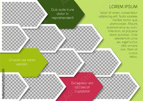 Template for photo collage or infographic in modern style. Frames for clipping masks are in the vector file. Template for a photo album with geometric frames