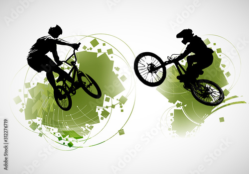 BMX rider on the abstract background, sport vector