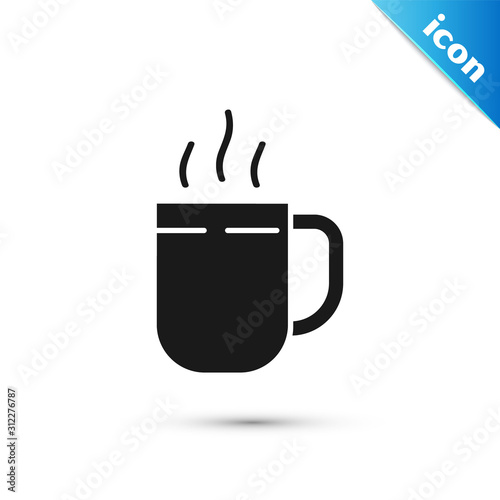 Black Coffee cup icon isolated on white background. Tea cup. Hot drink coffee. Vector Illustration