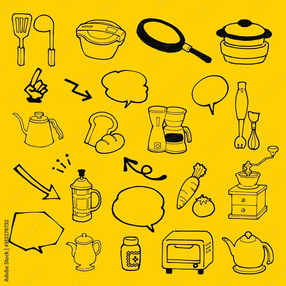 手書き風可愛いキッチン家電のイラスト Stock Vector Adobe Stock