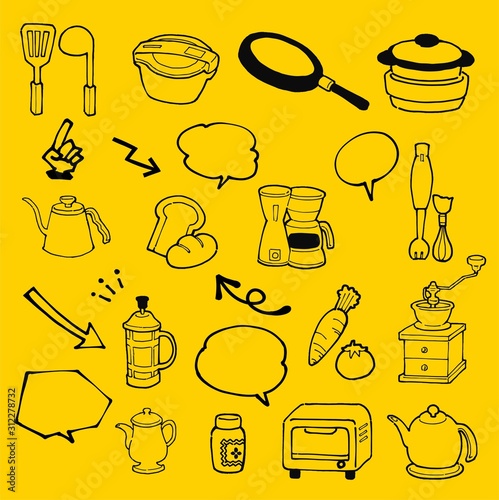 手書き風可愛いキッチン家電のイラスト Stock Vector Adobe Stock