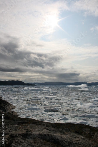 Ilulissat Icefjord bright sky