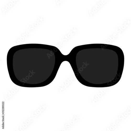 Sunglasses set. Trendy sunglasses. Summer eyeglasses. Fashion collection. Summer vacation item. Sunglasses for tropical trip. Black glasses with dark glasses. Vector illustration.