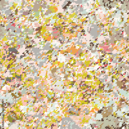 Abstract random organic pastel vector texture. Feminine speckled flecks in spring color seamless pattern. Melange variegated decorative background. Textured fresh stylized grass allover print swatch
