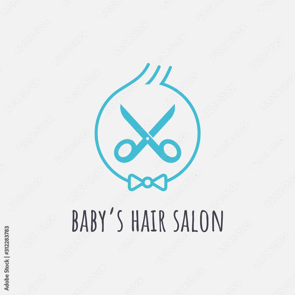 Baby's hair salon logo design. Children's hair stylist logo template