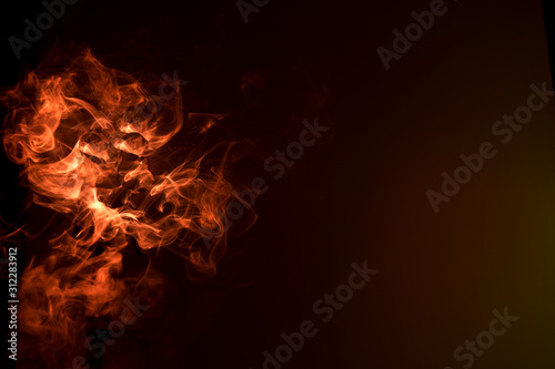 Orange smoke with black background