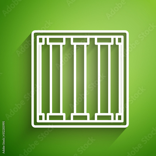 White line Prison window icon isolated on green background. Vector Illustration