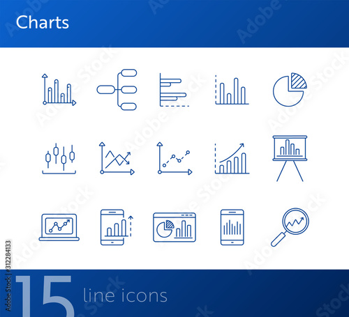 Charts line icon set