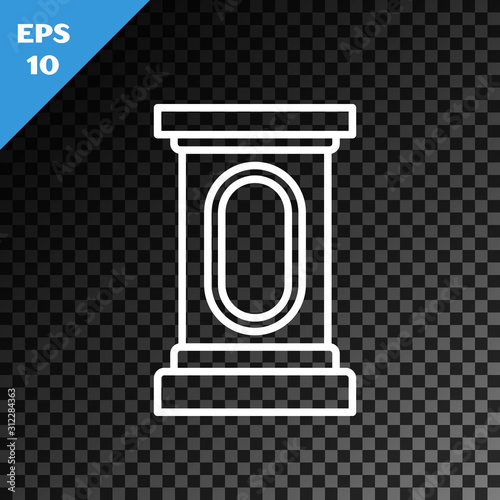 White line Stage stand or debate podium rostrum icon isolated on transparent dark background. Conference speech tribune. Vector Illustration