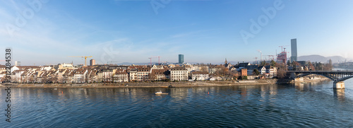 View of the old town of Basel, Switzerland with the River Rhine and the historic buildings