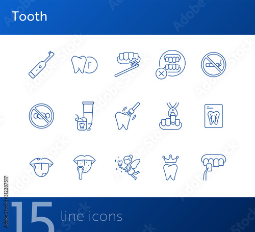 Tooth line icon set