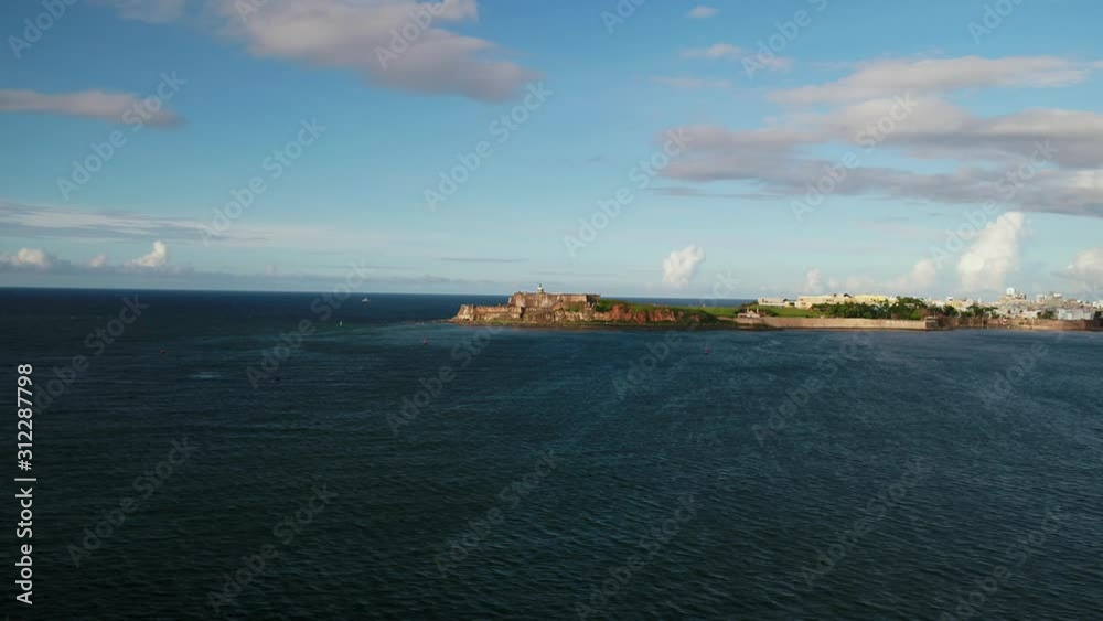 Droning near Cabras over the Bahia de San Juan with Los Morillos in the background Droning near Cabras over the Bahia de San Juan with Los Morillos in the background