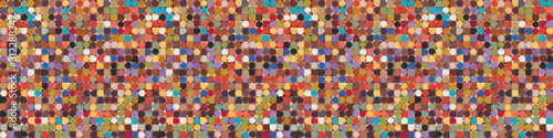 Dense vector packed close up mini geometric grid banner. Texture border background. Abstract macro brush stroke seamless pattern. Playfull painterly ribbon trim edge. Paint geo shape band washi tape.