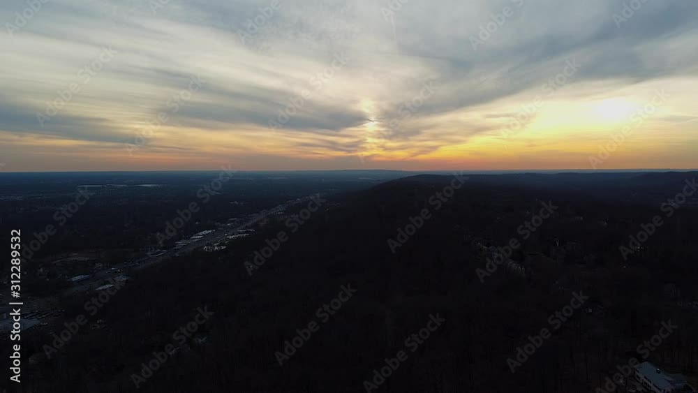 beautiful sunset above the mountain, drone filmed beautiful sunset above the mountain, drone filmed