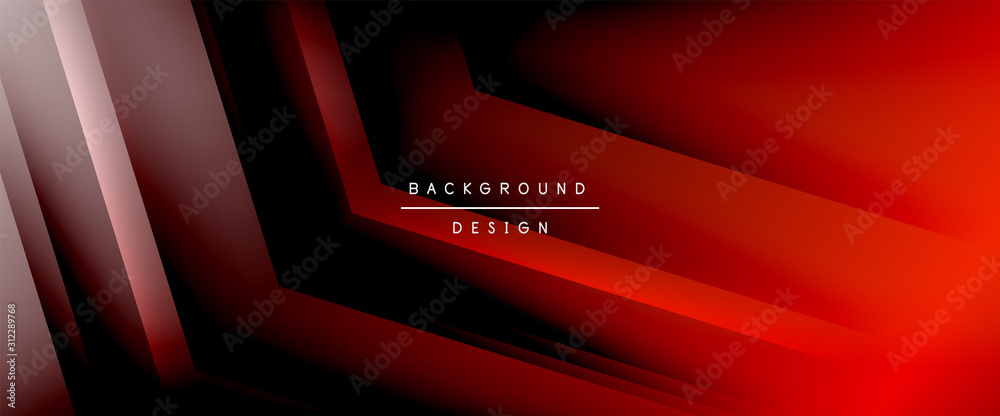 Arrow lines, technology digital template with shadows and lights on gradient background. Trendy simple fluid color gradient abstract background with dynamic straight shadow lines effect
