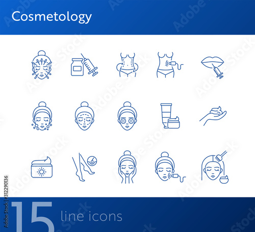 Cosmetology line icon set