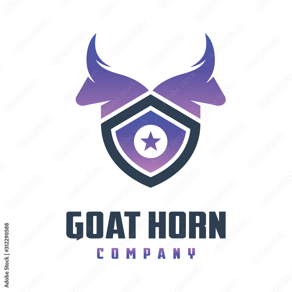 Goat head shield logo design