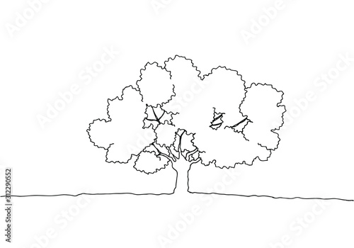 木の手描き線画