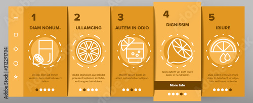 Lime Fruit Onboarding Mobile App Page Screen Vector. Sliced Lime And With Leaves, Citrus Juice And Drink With Lemon Illustrations