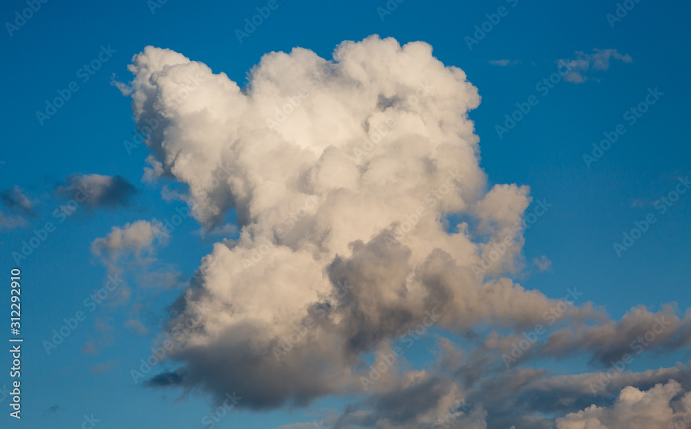 Naklejka premium Cumulus clouds in a blue sky.