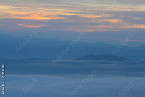 Landscape clouds and mist The morning in a beautiful view point