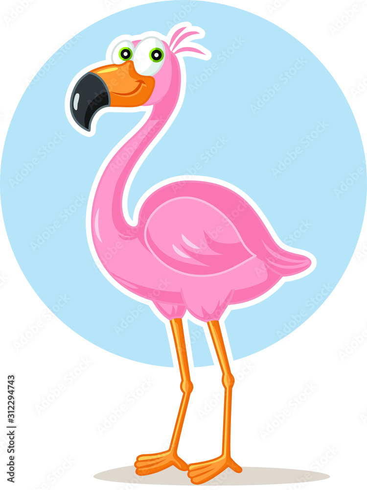Pink Flamingo Bird Vector Cartoon Illustration