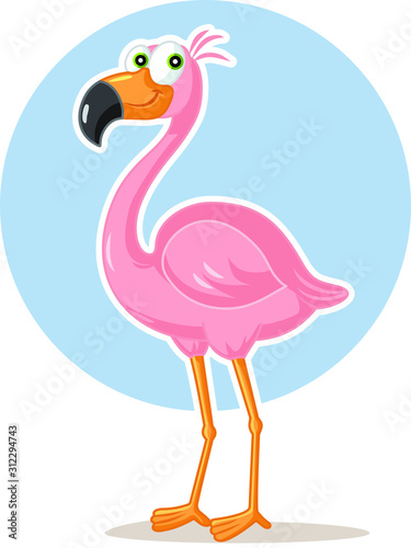 Pink Flamingo Bird Vector Cartoon Illustration
