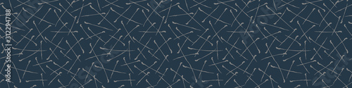 Seamless geometric criss cross vector border pattern. Modern hand drawn scratch pine needle marks shape. Repeating abstract line banner background. Trendy grunge surface design textile ribbon trim. 