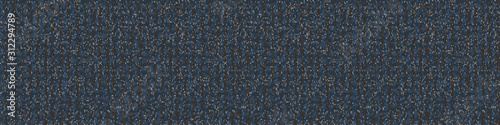 Dark tweed knit stitch effect vector border texture. Masculine dark marl seamless melange banner pattern. Hand knitting sweater material. Close up fabric textile background. Homespun wool ribbon trim