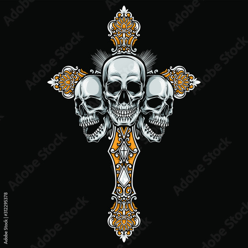 cross skulls vector artwork logo