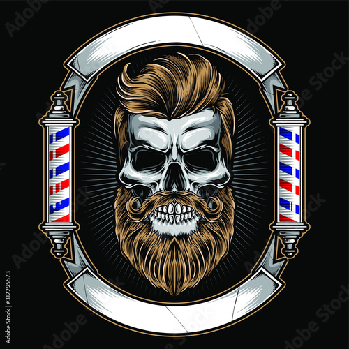 barbershop logo with skull vector 