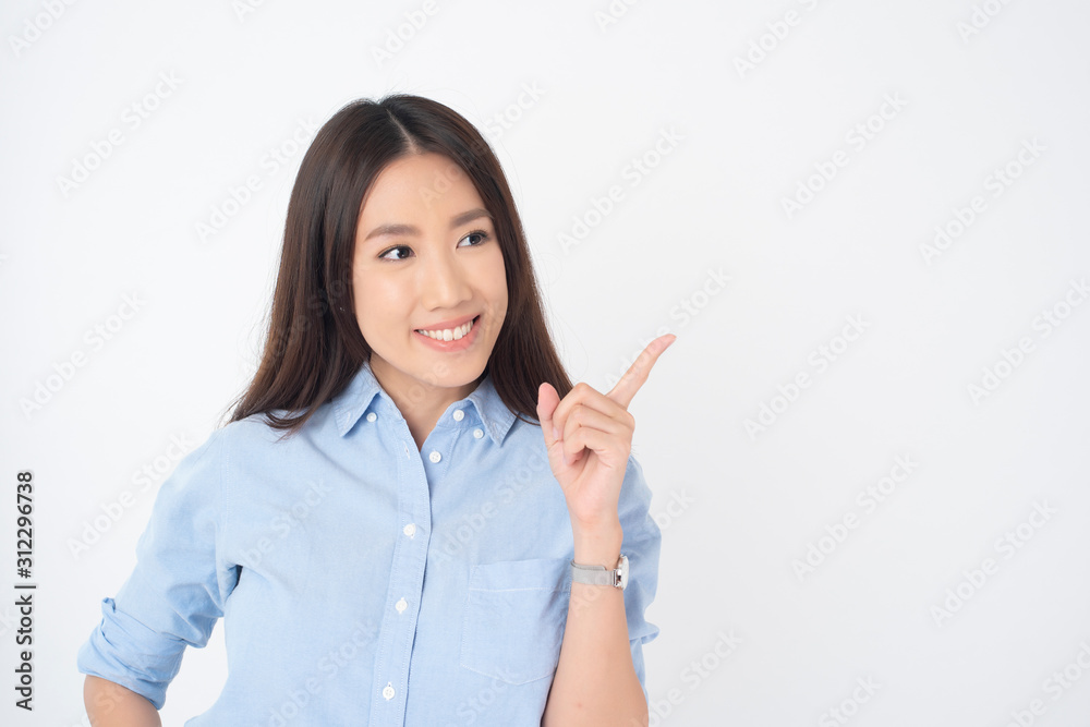 Attractive Asian woman portrait on white background Attractive Asian woman portrait on white background