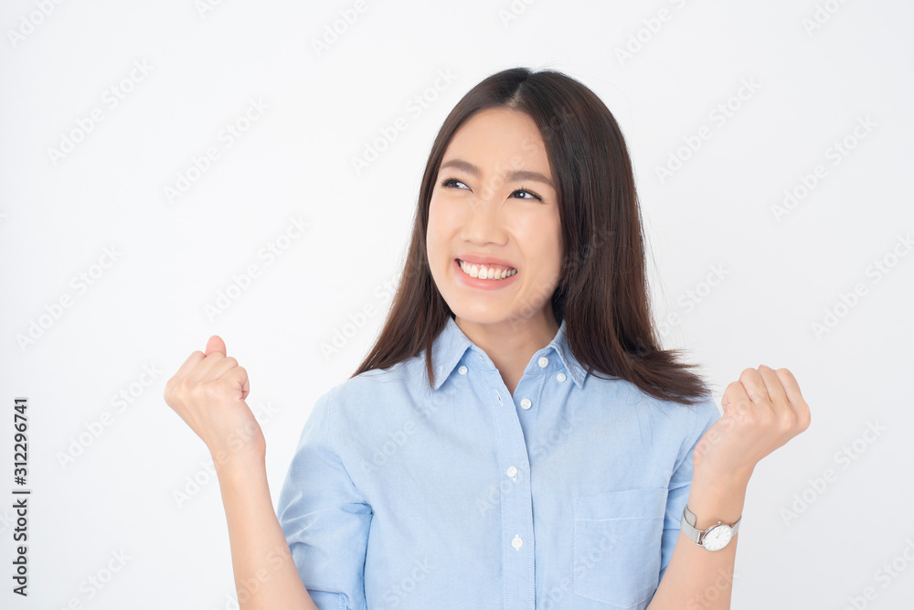 Attractive Asian woman portrait on white background Attractive Asian woman portrait on white background