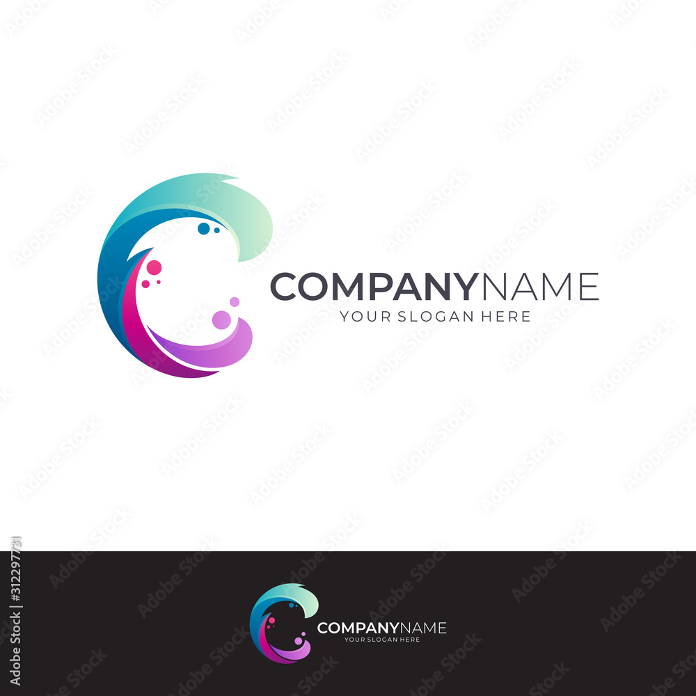 C logo with wave motion, Modern initial letter c logo design, Water splash and bubble letter mark vector C logo with wave motion, Modern initial letter c logo design, Water splash and bubble letter mark vector