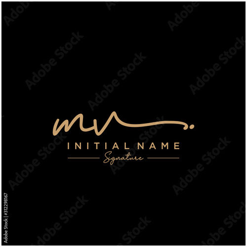 Letter MV Signature Logo Template Vector