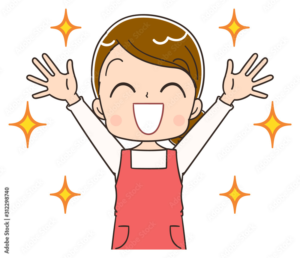 主婦 女性 エプロン イラスト 素材